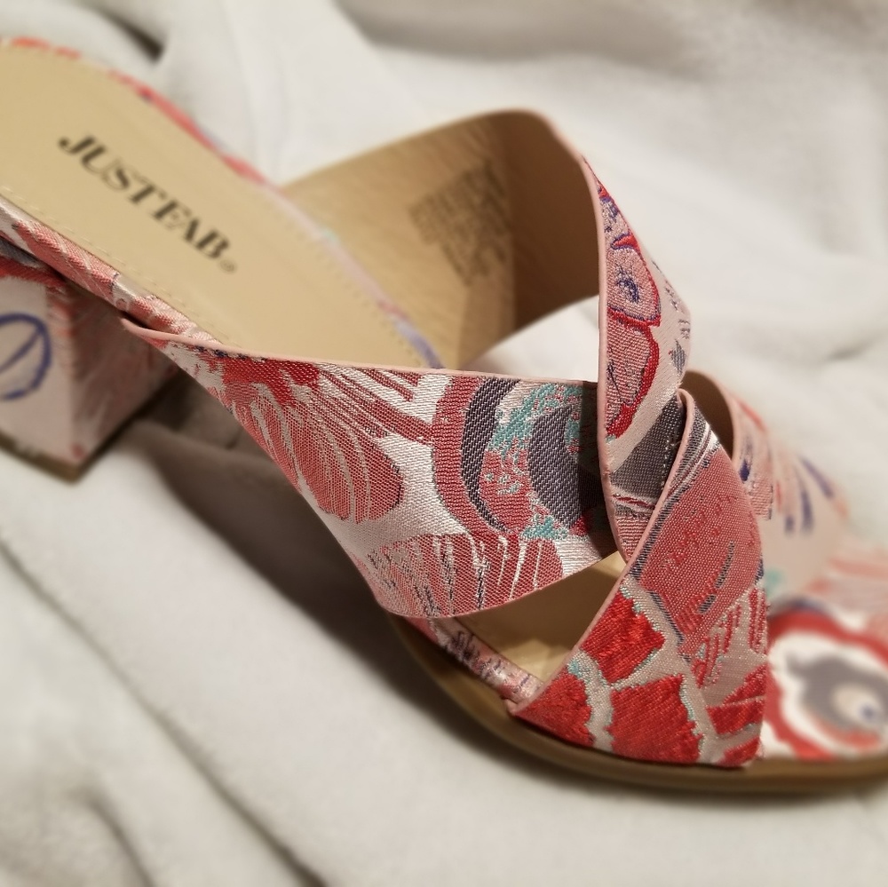 Justfab pink,mauve and blue 2" heeled sandals